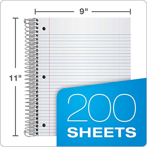 Oxford 5 Subject Notebook, Journal, 11 x 9 Inch, Assorted Covers, 200 Sheets, College Ruled, Perforated Spiral Notebook, Durable Poly Cover (10588) (Pack of 8) - size: (Pack of 8)