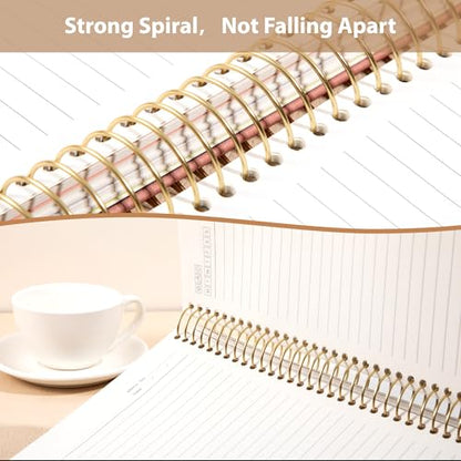 Yoment Hardcover Spiral Notebook 8.5" x 11" Pink 5 Subject Notebook College Ruled with Dividers Tabs 300 Pages Large Leather Spiral Journal Notebooks for Work School Note-Taking Business - color: Pink