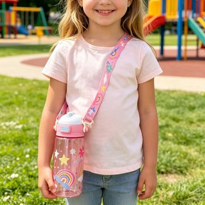 20oz Leak Proof Kids Water Bottle with Detachable Strap, Crocodile | Sturdy, Shock-Resistant, Large Capacity, One-Touch Lid Opening, with Straw for School and Travel, BPA Free, Dishwasher Safe - color: Crocodile