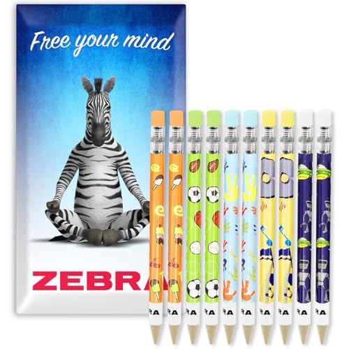 Zebra Cadoozle Mini Mechanical Pencil - 0.7mm Lead - 2 of Each Barrel - Pack of 10 in Envelope Gift Packaging