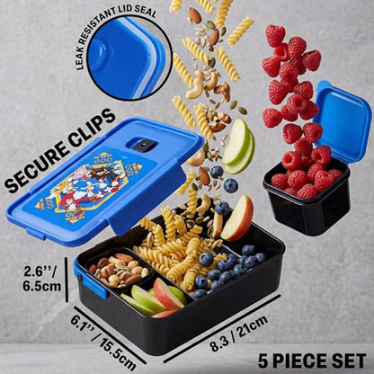 Get Trend Sonic the Hedgehog Kids Lunch Box 3 Pc Set with Insulated Lunch Bag, Bento Box with Two Mini Pots & 20 fl oz Water Bottle with Straw for School, Picnic, Gamer Gifts for Boys (Blue Sonic) - color: Blue Sonic