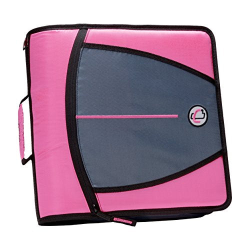 Case-it Mighty Zip Tab School Zipper Binder | 3-Inch O-Rings, 600-Sheet Capacity, 5-Subject Expanding File Folder, Multiple Pockets & Storage Organizer, Shoulder Strap | D-146 Pink - color: Pink, size: 1 Pack