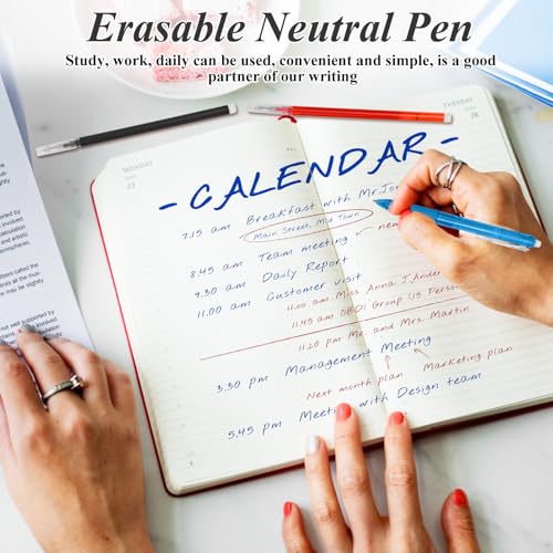 0.7 mm Erasable Gel Ink Pen Refills Compatible with Frixion Friction, Smooth Writing Multicolor Retractable Fine Point Pen Refill for School Office Home Art (Blue &Black &Red, 24) - style: Blue &Black &Red