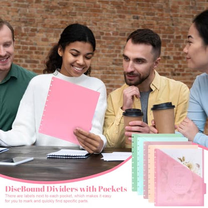 10 PCS Letter Size Discbound Dividers with Tabs and Pockets - 11 Discs 8.5 x 11 Plastic Dividers for Office