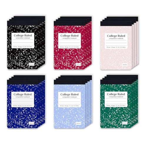 ONAVIA Small Composition Notebook Bulk, College Ruled, 160 Pages, Assorted | 4.75 x 7.5 in, 80 Sheets, 24 Pack Half Size Composition Notebooks, Mini Notepad Journal, Primary Students, Classroom, Reading - color: Assorted Colors, style: 24 Pack