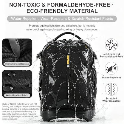 NEW TILAMI 18 Inch Expandable Rolling Backpack with 6-Wheel Stair Climbing, Waterproof Wheeled School Bag with 15.6" Laptop Sleeve for Boys Girls, Carry-on Luggage 98cm Dual-Height Handle - Black - color: Black