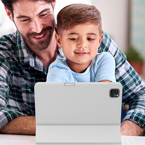 ZryXal iPad Pro 11 Inch Case (M5) 2025/ (M4) 2024 (Model: A2836/A2837/A3006), Trifold Stand Smart Cover with Pencil Holder and Soft TPU Back, Auto Wake/Sleep (New Light Gray) - color: New Light Gray
