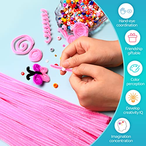 Iooleem 200pcs Pink Pipe Cleaners, Chenille Stems, Pipe Cleaners for Crafts, Pipe Cleaner Crafts, Art and Craft Supplies. - color: Pink, size: Small Pack