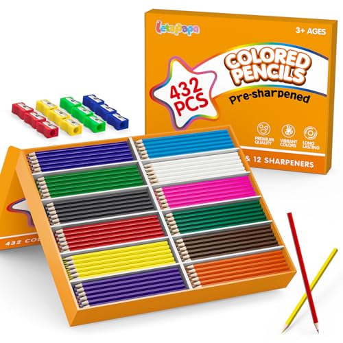 Letapapa 432 Count Colored Pencils Bulk, Colored Pencils for Kids, Pre-sharpened Color Pencils Set 12 Colors, Coloring Pencil Bulk for Teachers School Supplies, Back to School Classroom Prizes Gifts