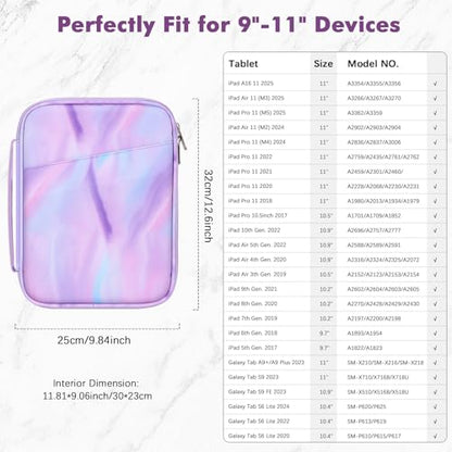 MoKo 9-11 Inch Padded Tablet Sleeve Protective Carrying Case for 11" iPad Air M4 2026, iPad A16/Pro 11 M5, i-Pad 10./Air 5/4th 10.9, iPad9/8. 10.2, Tab S8/S9 11, Tablet Bag with Handle, Fantasy Purple - color: Fantasy Purple, size: 9-11 Inch