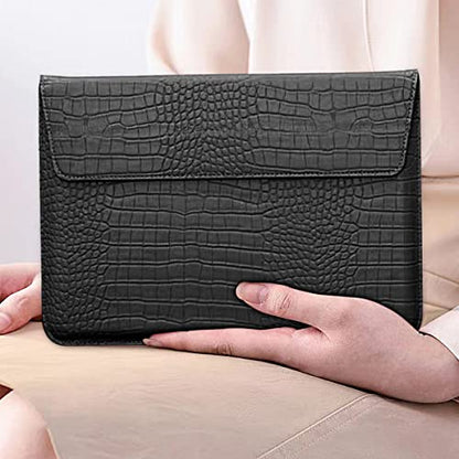 Laptop Sleeve Case 13-13.6 Inch Crocodile PU Leather Flip Cover with Stand Function for 2016-2026 MacBook Neo 13 A18 Pro A3404 Air 13 Pro 13 M5 M4 M3 M2 M1, for HP Dell Lenovo Laptop, Black - color: Black