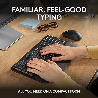 Logitech Wave Keys MK670 Combo, Wireless Ergonomic Keyboard with Signature M550 L Wireless Mouse, Comfortable Natural Typing, Bluetooth, Logi Bolt, for Multi-OS, Windows/Mac - Graphite
