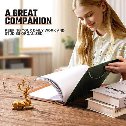 Ovesmusl PU Leather 3 Ring Binder Fits 8.5"x11" Letter Size Paper, 1.5 Inch Round Ring Binder Holds 350 Sheets, Notepad Paper Cover Loose Leaf Organizer, Green Tree - color: Green Tree, size: 1.5" Ring