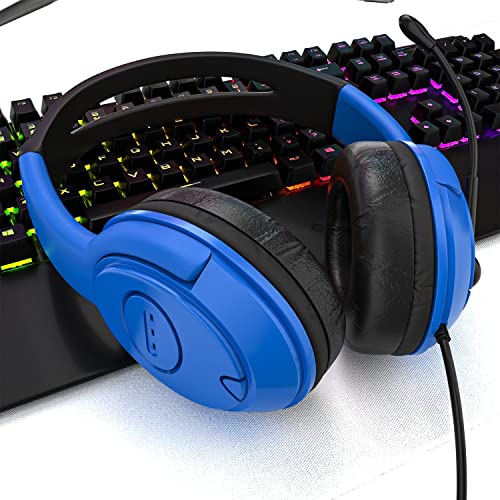Maeline Headphones with Boom Microphone – Wired Over-Ear Headset with 3.5mm Plug for Classroom, School, Remote Learning, Office Use – Durable, Adjustable – Black, Red, Blue (3 Pack)