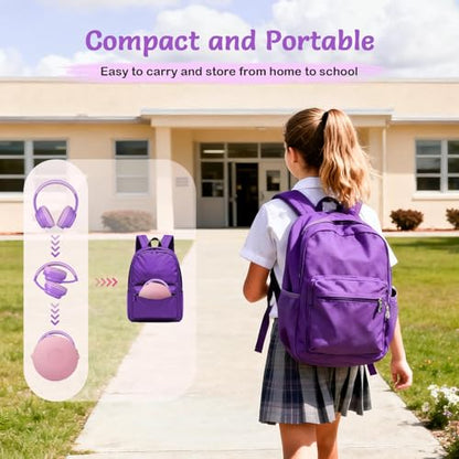 TONOSHARK Kids Bluetooth Headphones with Active Noise Cancelling, Wireless Over-Ear Headphones for Boys Girls, Foldable, Adjustable, 40H Playtime, Mic for School Travel(Purple) - color: Purple