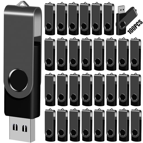 128MB 100-Pack USB Flash Drives Bulk EASTBULL USB 2.0 Thumb Drive,Black | Swivel Pen Drive with Lanyards for Data Storage 128MB 100 Packs Bulk Thumb Drives, Black - color: 100PCS-Black, size: 128MB