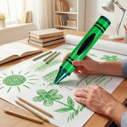 Gersoniel Green 15" Giant Crayon, Jumbo Non-Toxic Coloring Crayon for Back to School, Large Art Projects & Festival Art Events, Draw on Paper & Walls - color: Green