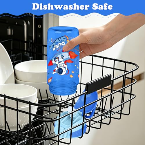 Kids Water Bottle with Straw BPA Free Kids Plastic Bottle for School Travel - color: Astronaut, size: 18.6 Ounces