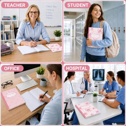 6 Packs 112 Pages Composition Notebook for Back to School 7-1/2" x 9-3/4" | Cute Pink Bow Composition Notebook College Ruled Bulk for First Day of School Office - color: Pink