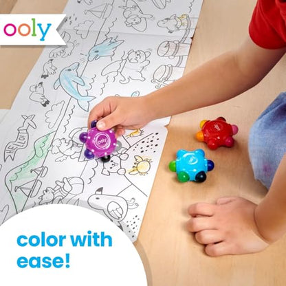 Ooly Color Burst Grip Crayon for Toddlers and Little Hands, Set of 3 Crayons with 18 Classic Colors, Non-Toxic Easy to Grip Shaped and Easy to Hold Crayons for Young Kids - style: Grip Crayon