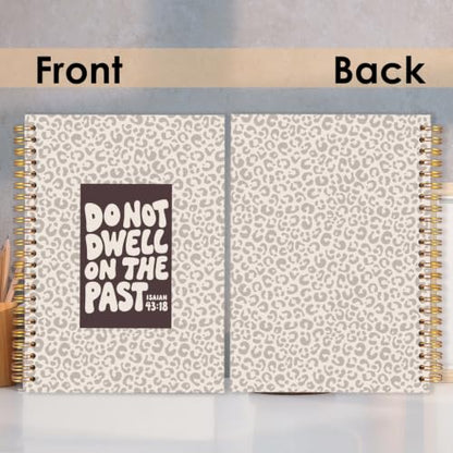 Christian Leopard Print Spiral Notebook for Women Men 5.5x8.3 Inch | Christian Gifts for Women Men,Isaiah 43:18 Bible Verse Religious Brown Cheetah Print Notebook Journal - color: Christian leopard print white