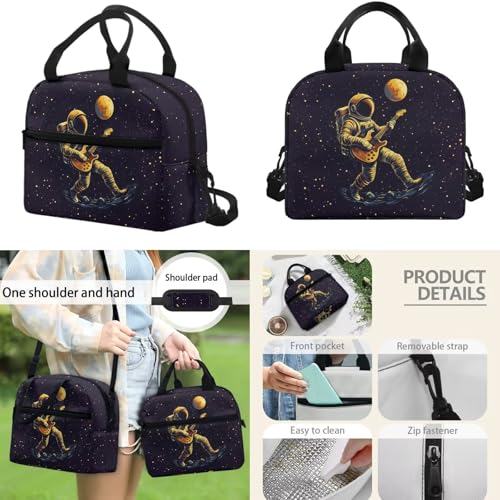 17 Inch Kid's 4PCS Backpack Set, Back to School Essentials | Insulated lunch box, water bottle pouch, pencil case, lightweight, padded shoulder straps, for elementary, middle school - color: Astronaut Starry