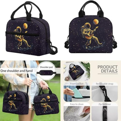 17 Inch Kid's 4PCS Backpack Set, Back to School Essentials | Insulated lunch box, water bottle pouch, pencil case, lightweight, padded shoulder straps, for elementary, middle school - color: Astronaut Starry