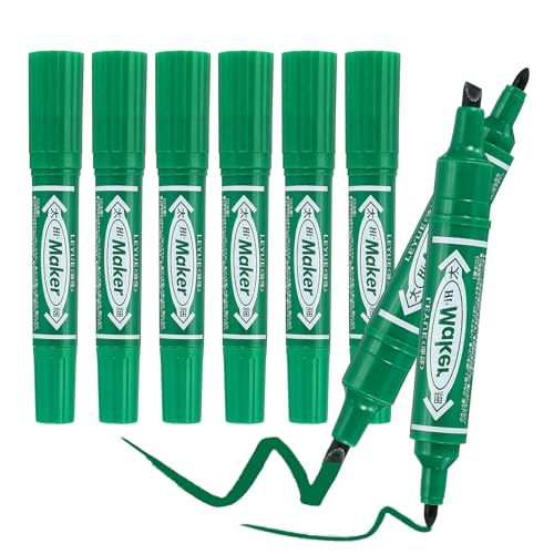 PATIKIL Broad & Fine Tip Markers, 8Pcs Oil-Based Markers Dual Tip Brush Highlighter for Adult Artists Drawing Coloring Painting Sketching, Green (0.2" /0.07") - color: Green