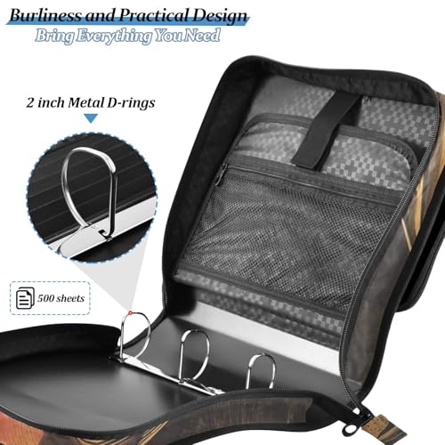 Cute Fish Trout Zipper Binder Bag 3 Ring with Handle Shoulder Strap, Binder File Organizer Bag Storage Case for Work Office School
