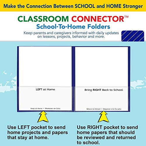 C-Line Classroom Connector School-to-Home Folders, Blue, 25 per Box (32005) - size: Box of 25