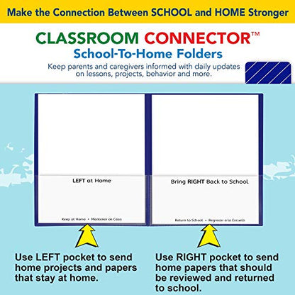 C-Line Classroom Connector School-to-Home Folders, Blue, 25 per Box (32005) - size: Box of 25