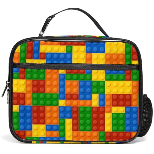WOBAGMEN Brick Lunch Box for Kids, Cute Insulated Lunch Bag for Boys Girls,Waterproof Lunch Box with Water Bottle Holder for Teens Adults Picnic Travel Back to School (Brick) - color: Brick