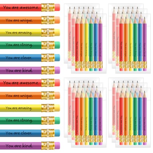Spakon 24 Pack Back to School Gifts for Students Inspirational Pencils Student Gift from Teacher Pencil for Kid Motivational Sharpened Pencil Classroom Graduation Gifts for Kids (Multicolor)