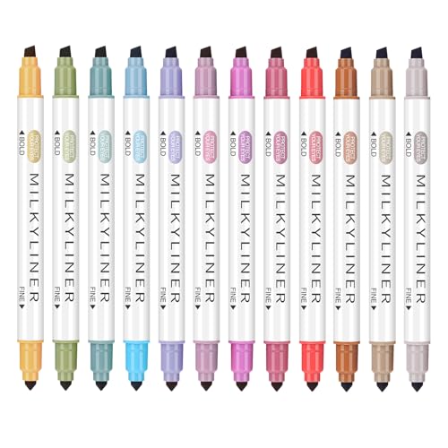 HANKU Pastel Highlighters 12 Pack, Dual Tip No Bleed Bible Highlighters Assorted Colors, Retro Color Highlighter Markers for Bible Study Journaling Back to School Office Supplies - color: Set of 12 retro color