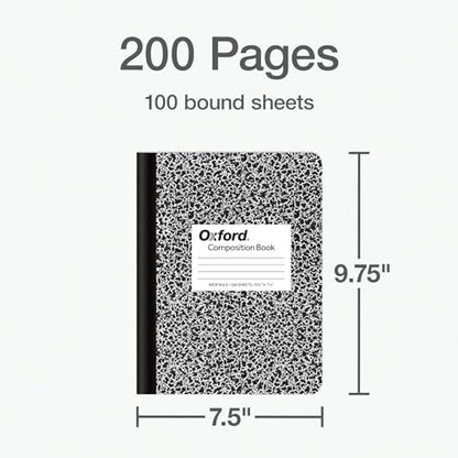 Oxford Composition Notebooks, 9-3/4 x 7-1/2 Inch School Journals, Wide Ruled Paper, Black Marble Covers, 100 Sheets per Book, (1002516), (Pack of 24) - size: (Pack of 24)