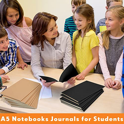 Mimorou 100 Pcs Journals Notebooks Bulk - Kraft Softcover A5 Small Notebooks 5.5 Inch x 8.3 Inch Notepads with 60 Page 30 Sheet for Writing Sketch Travel Office Supplies(Black, Brown,Lined) - color: Black, Brown, style: Lined