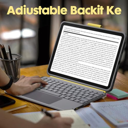 Keyboard Case for iPad 10th Generation,Bluetooth Wireless Detachable Magnetic Stand Rechargeable Keyboard with Folio Slim Compact Removable Cover with Trackpad, Backlit Keys,Wireless Keyboard - color: Yellow