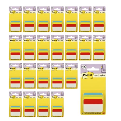 Post-it Tabs 686A-ALYR Filing Angle, 2 in. Wide, Multi-Color, 24-Pack | 24 Tabs per set, 576 total count, Assorted colors - color: Multi-color, size: 2 in x 1.5 in (Pack of 24)