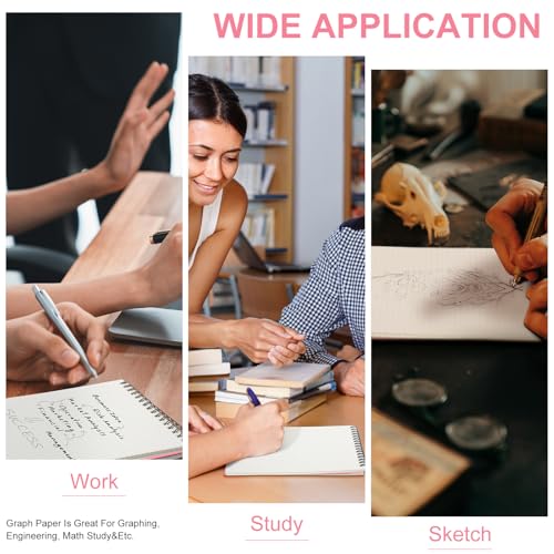 Engrowtic 2 Pack Graph Paper Spiral Notepad A5 Top Wirebound Notepad Grid Notebook Steno Pad Memo Notebook Grid Paper 140 Pages for Writing Sketching Drawing Office Supply (Pink) - color: Pink