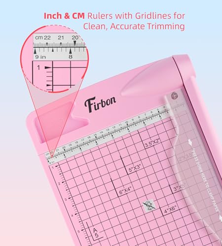 Firbon 12" Guillotine Paper Cutter, Heavy Duty 12-Sheet Capacity Trimmer for Cardstock, Photos, Scrapbooking, Office, Classroom, Studio (Pink) - color: Pink