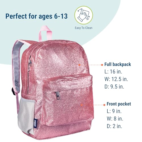 Wildkin 16-inch Kids Backpack – Durable, Padded & Spacious School Bag for Boys & Girls - Pink Glitter - color: Pink Glitter