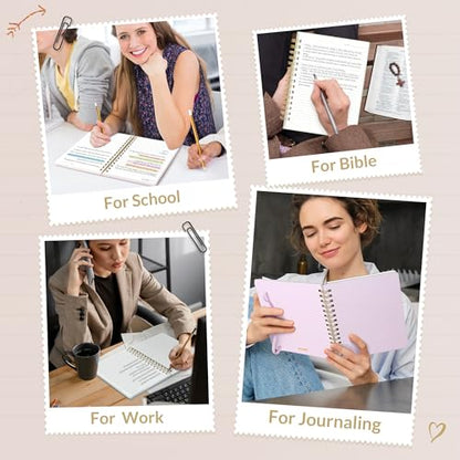 SUNEE Lined Spiral Journal Notebook for Women, 146 Pages College Ruled Hardcover Journaling Notebook for Work, Note Taking and Office School Supplies, A5 - Beige - color: Beige