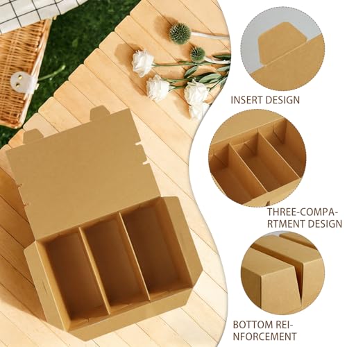 30 Pack 3 Compartment Paper Take Out Food Containers, 7.5x5.4x2.6" Kraft Brown Take Out Boxes, Disposable To Go Container Take Out Containers, Greaseproof Paper Bento Box Takeout Lunch Boxes with Lid - color: Kraft Paper Color-Flip Top