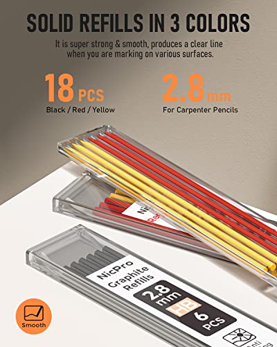 Nicpro 10 Pack Carpenter Pencils Mechanical, Construction Pencils with 21 Refill, Automatic Center Punch and Carbide Scribe Tool, Mechanical Pencil for Woodworking, Best Carpenters Marking Tool - style: 10 Pack
