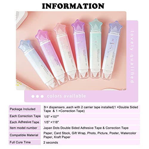 2 in 1 Correction Tape and Double Sided Tape Roller, Cute Quick Dry Japan Correction Tape, with Adhesive Tape Runner,for School Office supplies - style: BP-04