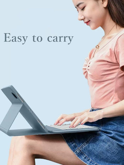 Keyboard Case Compatible with iPad 11th Gen (A16 2025)/ iPad 10th Generation 2022 Case with Bluetooth Mouse Round Key Cute Removable Color Keyboard Cover,Mist Blue - color: Mist Blue, size: iPad(A16)/iPad 10th Gen