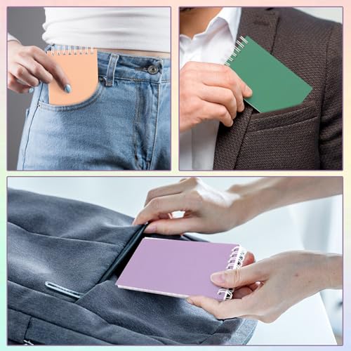Atiloy 24 Packs Pocket Notebook Mini Notebooks Bulk Small Spiral Notepad for Work, Home, Office, School, Gifts, 8 Colord - style: Multicolor