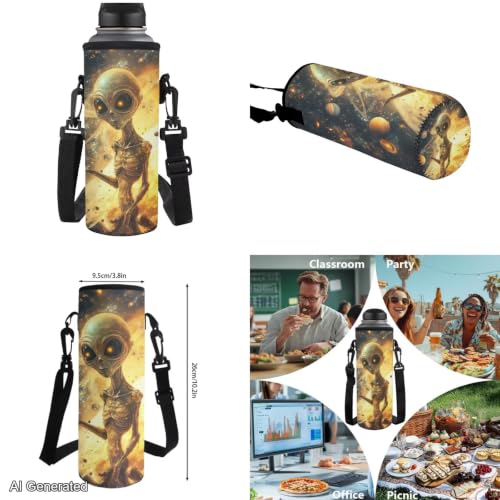 Cool Alien Backpack with Lunchbox for Boys Girls Kids Backpack with Lunch Box Water Bottle Carrier with Strap and Soft Pencil Case 4PCS Set Bookbag with Front Pocket for Teens Back to School - color: Cool Alien