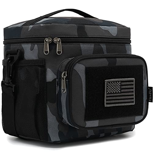 FlowFly Lunch Bag, Insulated Cooler, Thermal Lunch Box Tote with MOLLE/PALS Webbing, Adjustable Padded Shoulder Strap, for Tactical Men Women Adults and Boys Girls Kids (Black#Camo, Medium) - color: Black#Camo, size: Medium