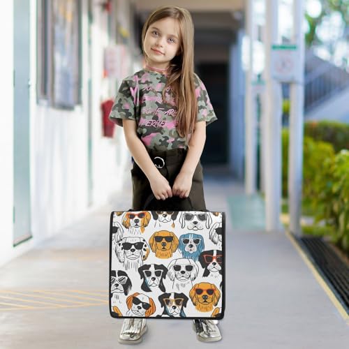 3 Ring Zipper Binder with Shoulder Strap Funny Dogs Doodle 2 Inch Zippered Binder Bag 500 Sheet Capacity Multi Pockets for School Supplies - color: Multi16